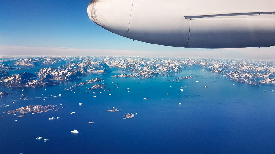 View over the fjords of East Greenland from my Air Iceland Connect flight