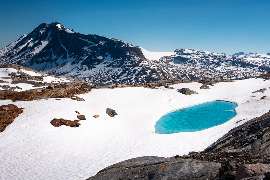 Perfect snow pool on our day hike from Tiniteqilaaq - East Greenland