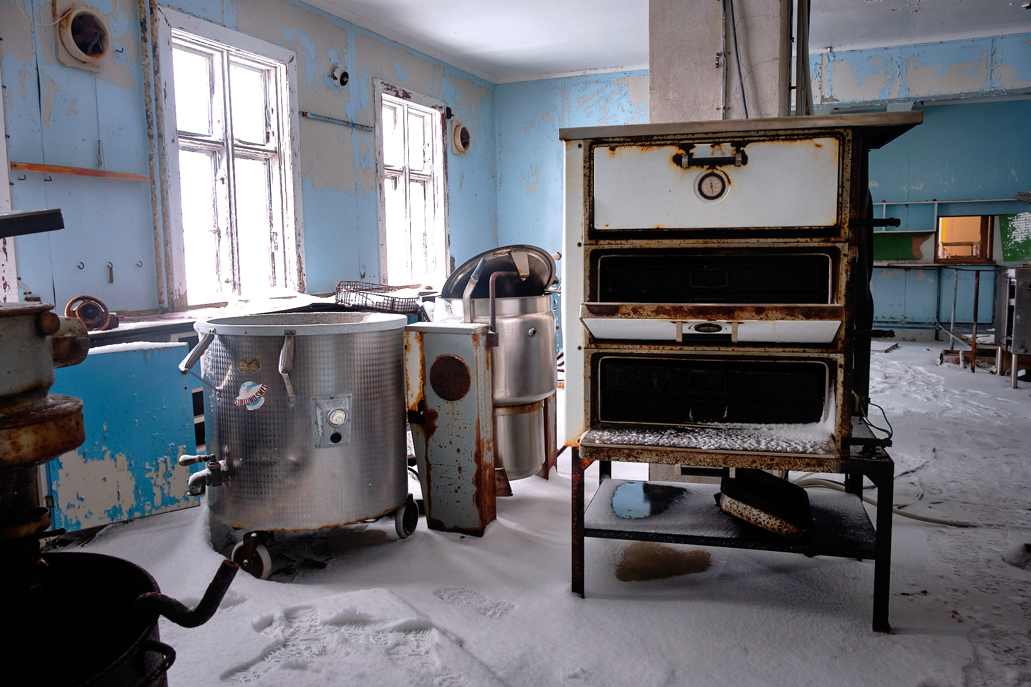 Inside Seamens home kitchen - Nordafar Abandoned fish factory near Nuuk