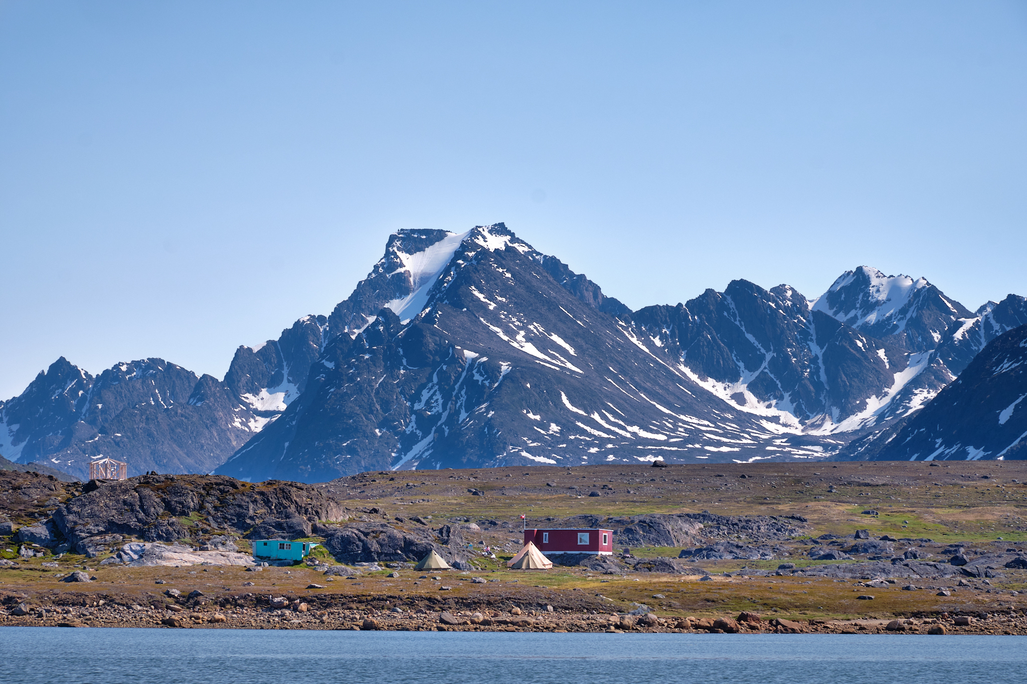 the camp at Sassannguit as seen from the water - Greenland