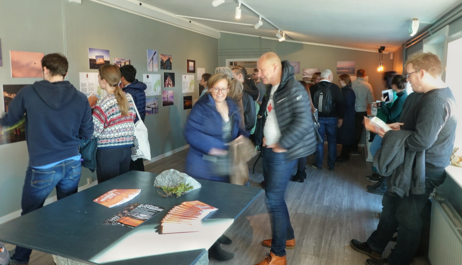 Guests at the opening of the In my backyard exhibition in Nuuk, Greenland