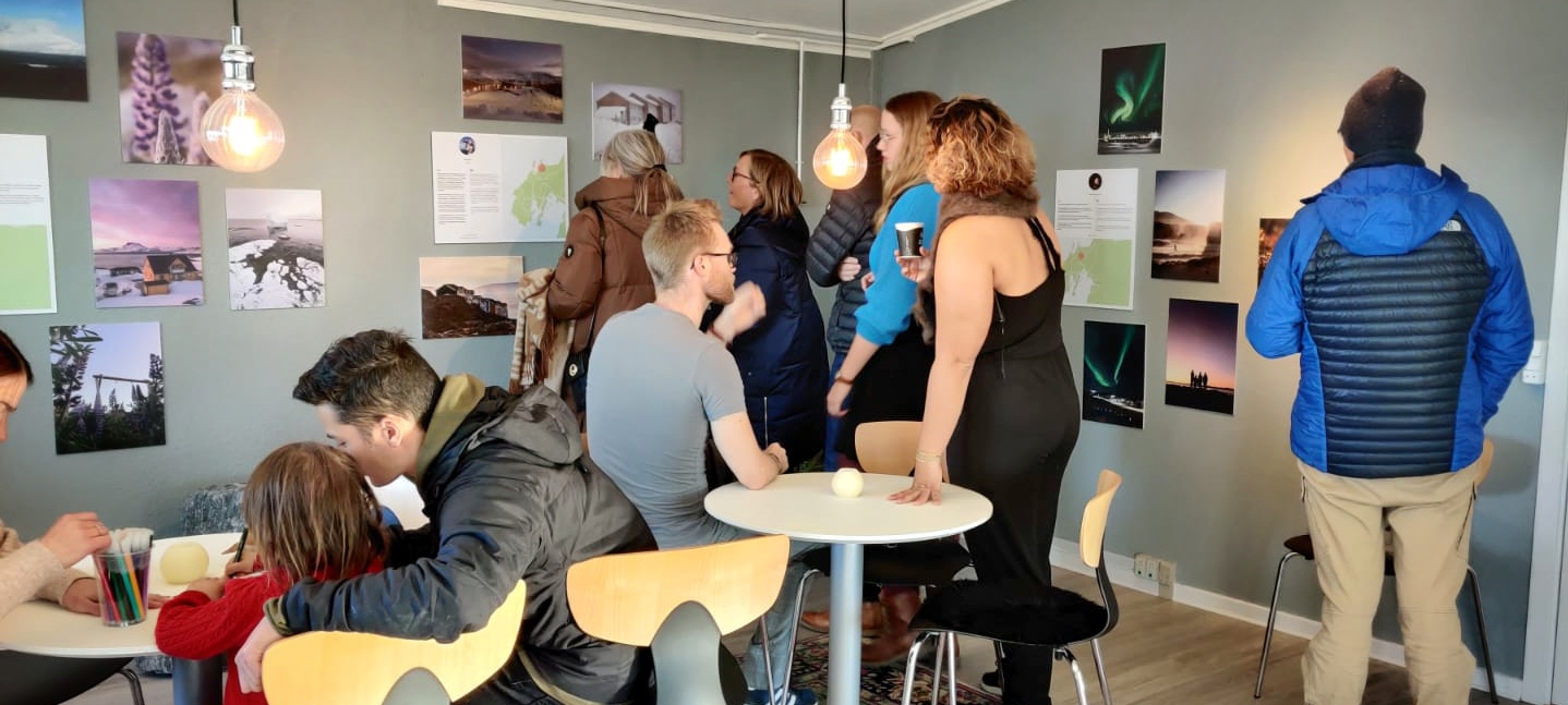 Guests at the opening of the In my backyard exhibition in Nuuk, Greenland